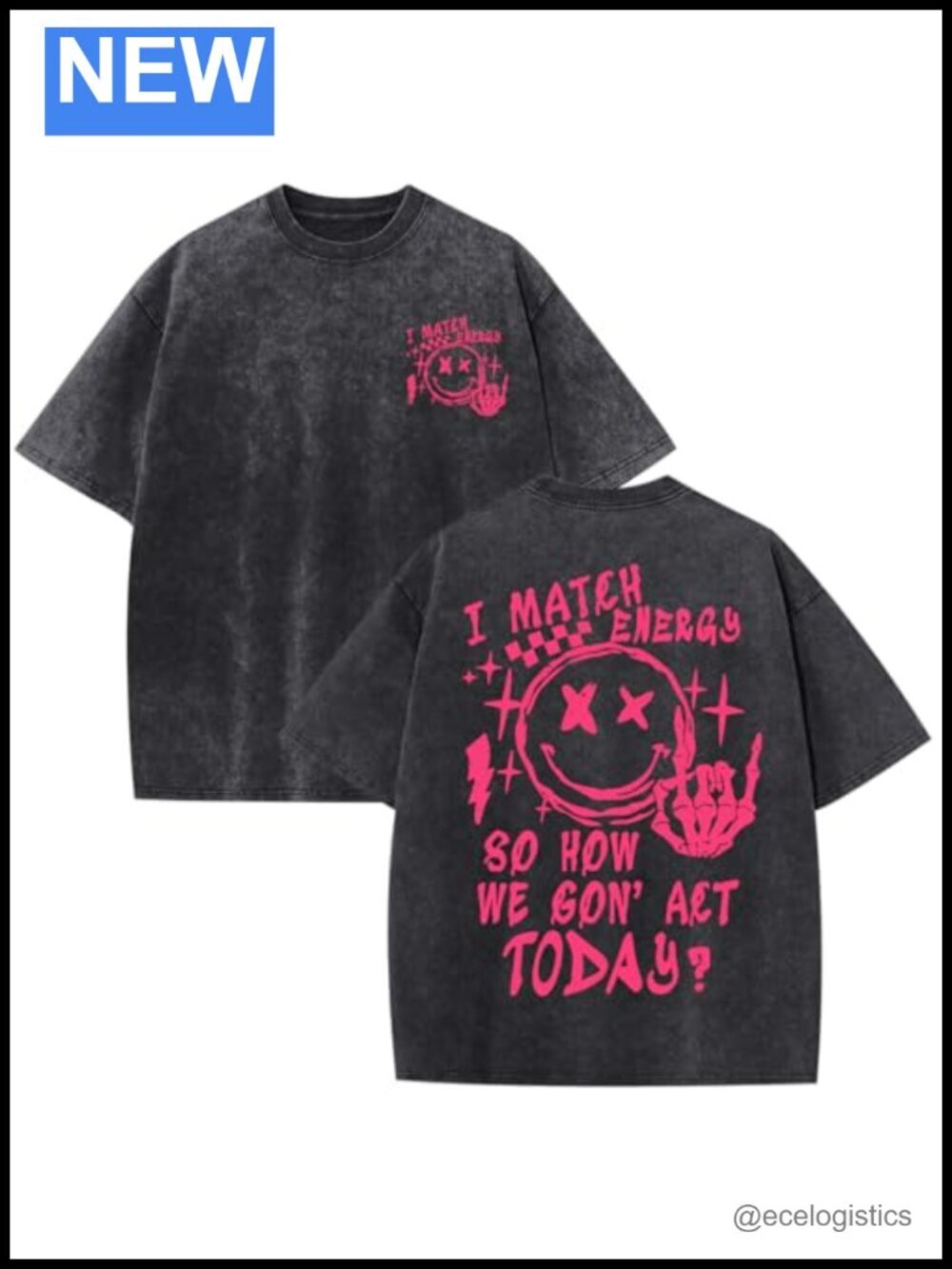 Oversized Y2K Vintage Streetwear Graphic Smiley Face T-Shirt Washed Cotton